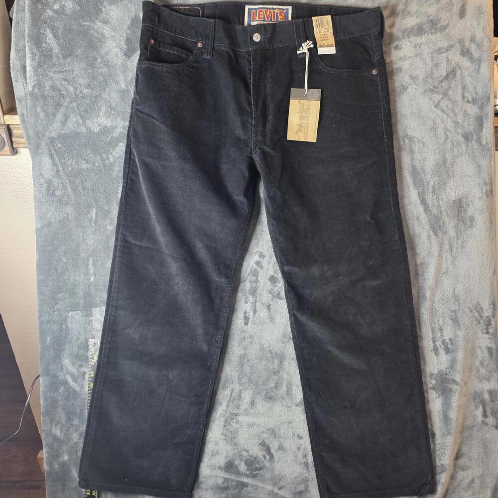 LEVI'S Low Loose 549 Black Corduroy Straight Leg Mens Sz 40x30 NWT